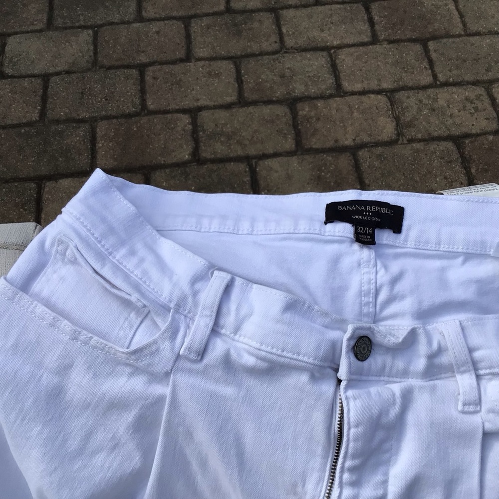 Banana Republic White Wide Leg Crop Pants